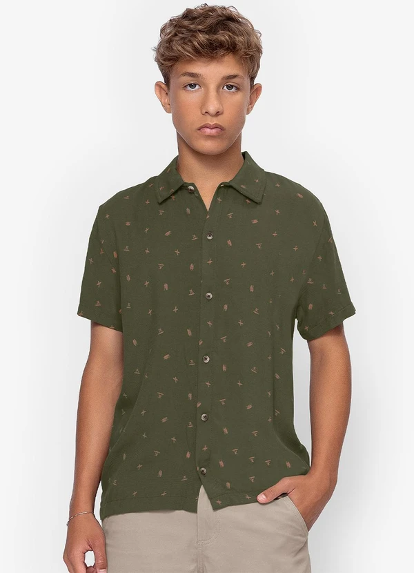 Minty - Camisa Juvenil em Viscose Masculina Verde