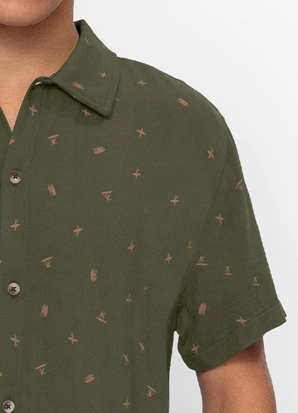 Minty - Camisa Juvenil em Viscose Masculina Verde 2