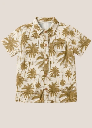 Vida Costeira - Camisa Juvenil Masculina Estampada de Coqueiros Co - VIDA COSTEIRA