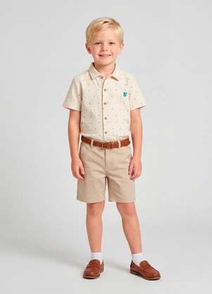 Trick Nick - Camisa Juvenil Viscose Dobby Bege - TRICK NICK