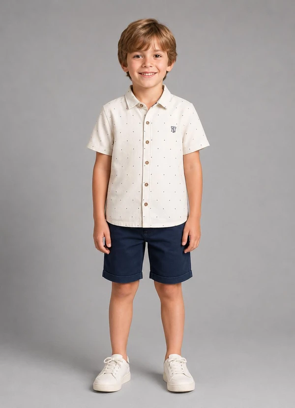 Trick Nick - Camisa Juvenil Viscose Dobby Branco