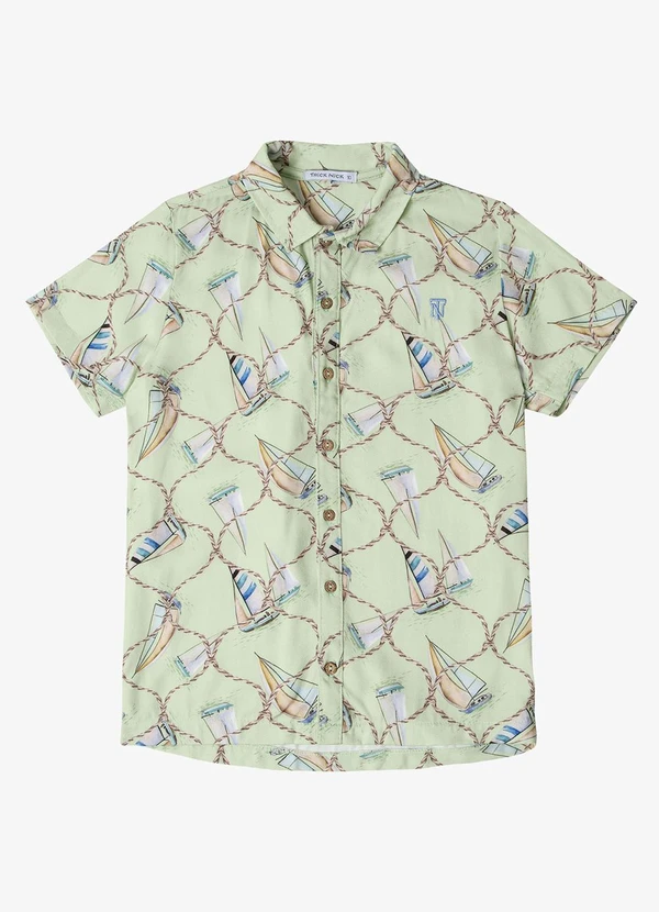 Trick Nick - Camisa Juvenil Viscose Dobby Marrom