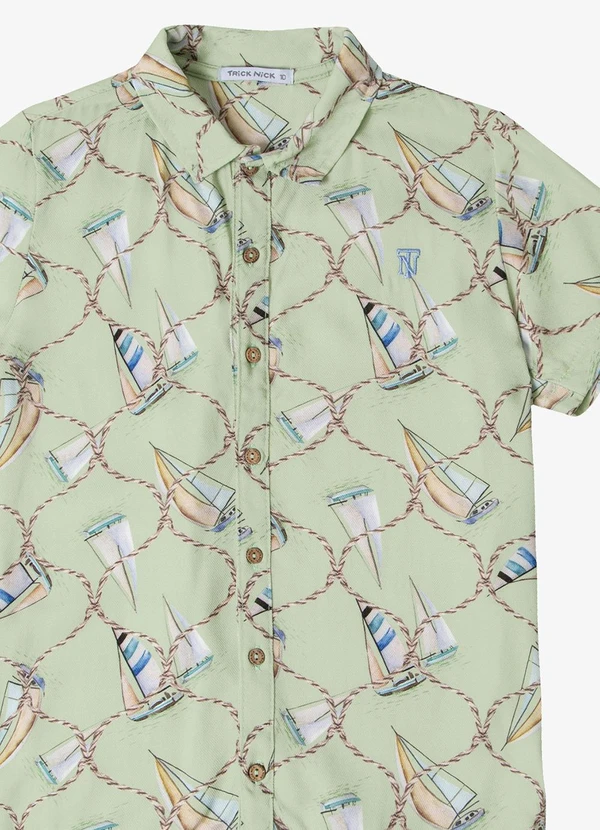 Trick Nick - Camisa Juvenil Viscose Dobby Marrom 3