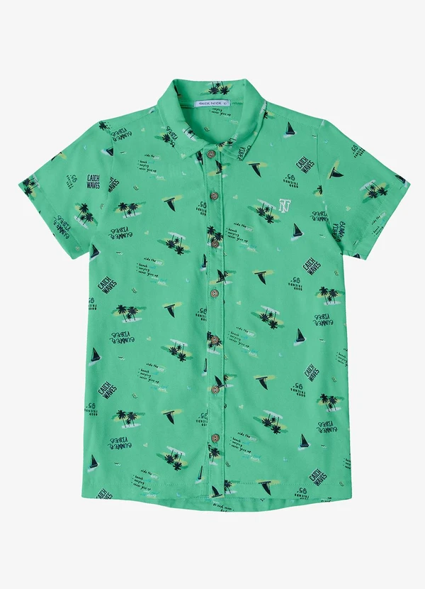 Trick Nick - Camisa Juvenil Viscose Dobby Verde