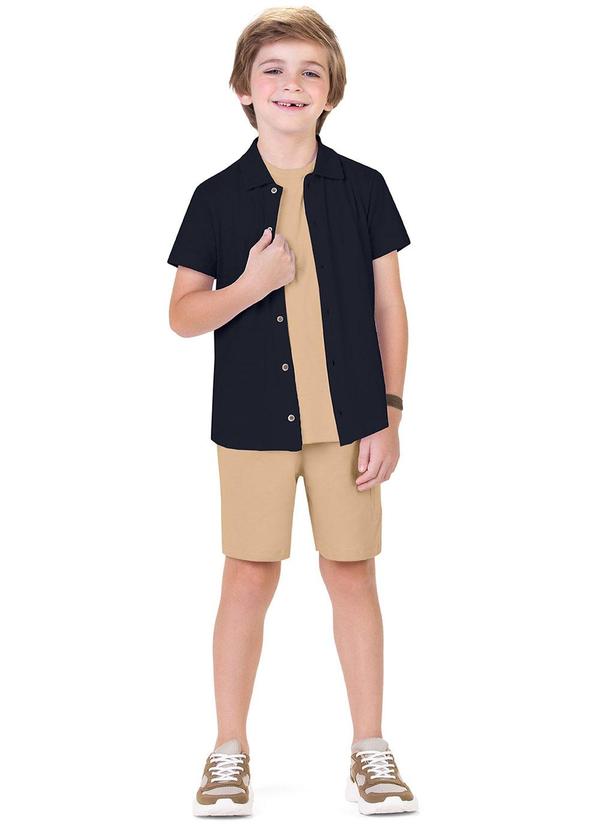 Alenice - Camisa Lisa com Botões Menino Azul 2