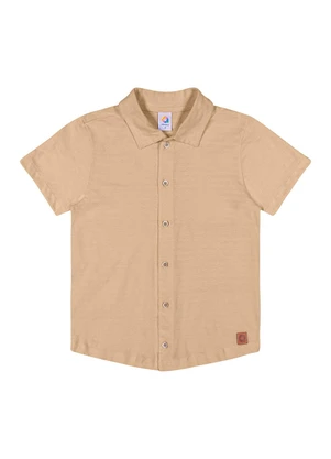 Outlet - Camisa Lisa com Botões Menino Marrom - OUTLET