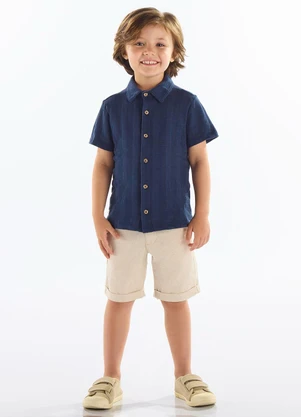 Up Baby - Camisa Malha Tricô Infantil Azul - UP BABY