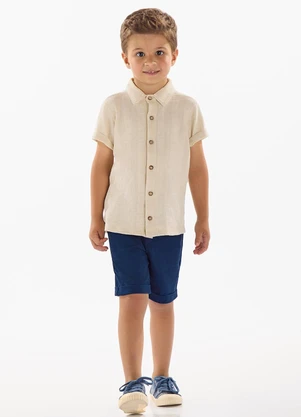 Up Baby - Camisa Malha Tricô Infantil Bege - UP BABY