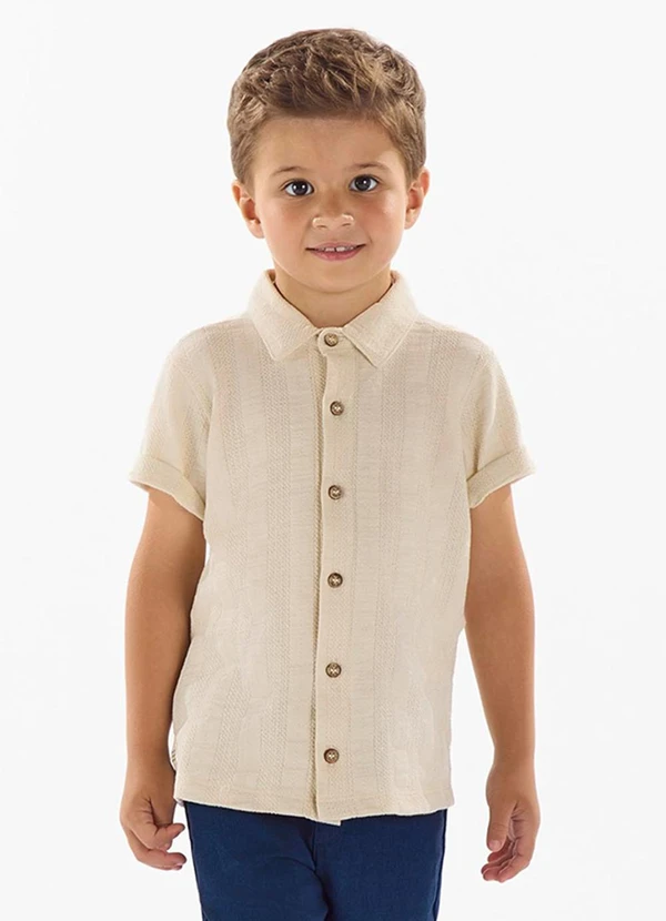Up Baby - Camisa Malha Tricô Infantil Bege 1