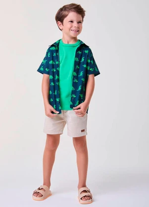 Bimbi - Camisa Manga Curta Azul dos Dinos Preto - BIMBI