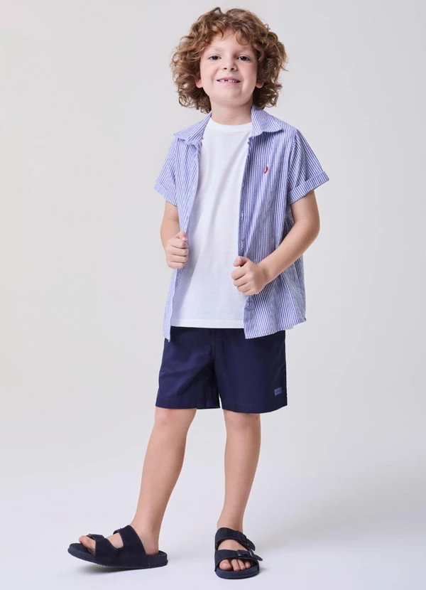 Bimbi - Camisa Manga Curta com Listras Azuis Azul 2