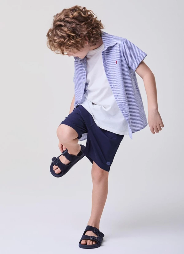 Bimbi - Camisa Manga Curta com Listras Azuis Azul 3