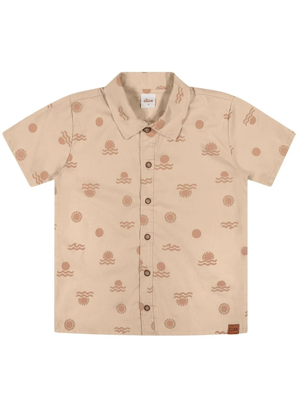Elian - Camisa Manga Curta Infantil Menino Tropical Bege 3