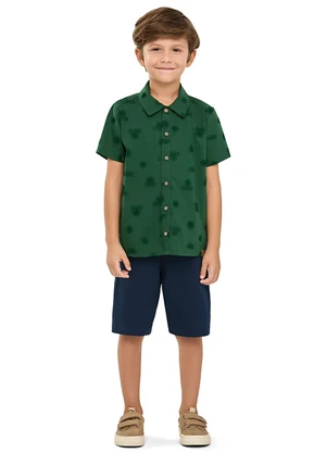 Elian - Camisa Manga Curta Menino Tropical Verde - ELIAN