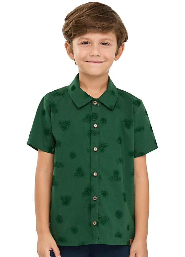 Elian - Camisa Manga Curta Menino Tropical Verde 1