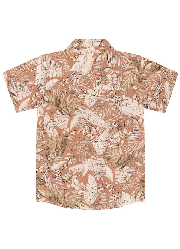 Carinhoso - Camisa Marrom Claro Folhagens Menino 2