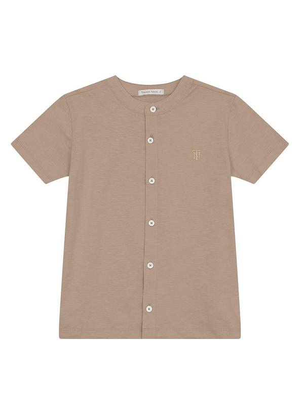 Trick Nick - Camisa Masculina em Meia Malha Maquineta Marrom