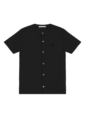 Trick Nick - Camisa Masculina em Viscose Sarjada Preto - TRICK NICK