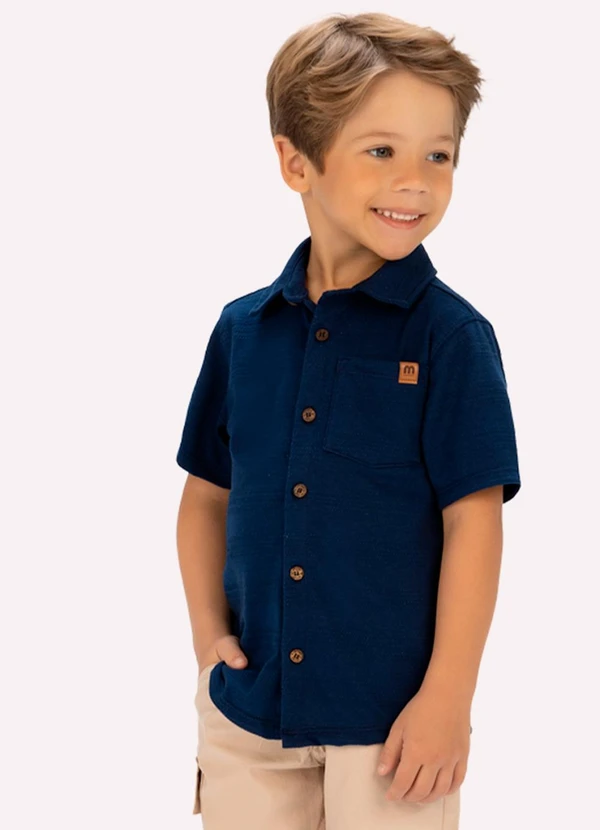 Milon - Camisa Meia Malha com Bolso Marinho