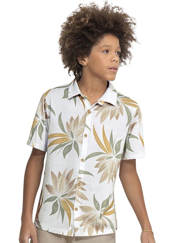 Kyly - Camisa Menino Folhagem Off White