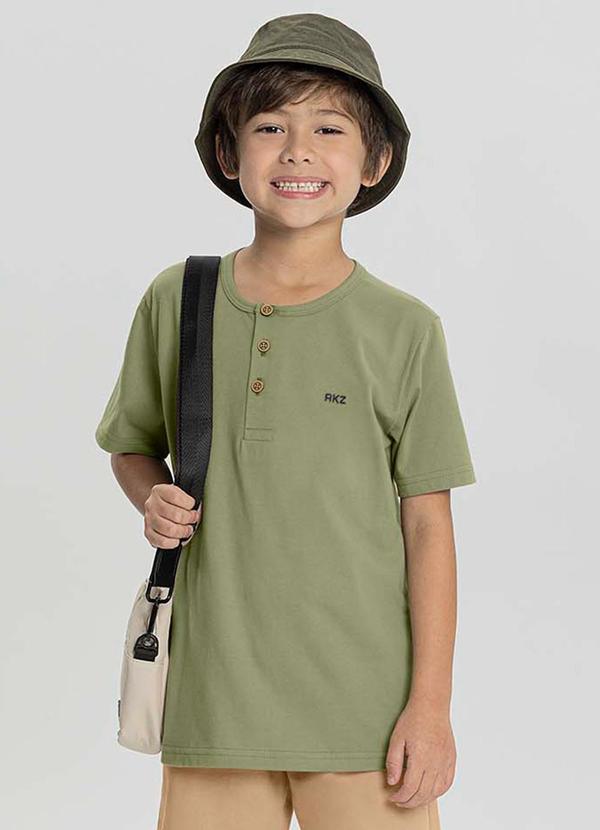 Alakazoo - Camisa Menino Gola Padre Bordado Frontal Verde