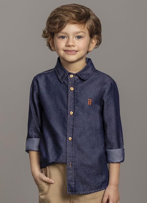 Ioluig - Camisa Menino Jeans Leve Azul