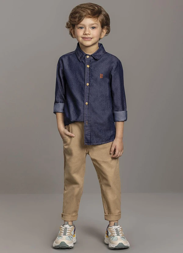 Ioluig - Camisa Menino Jeans Leve Azul 2