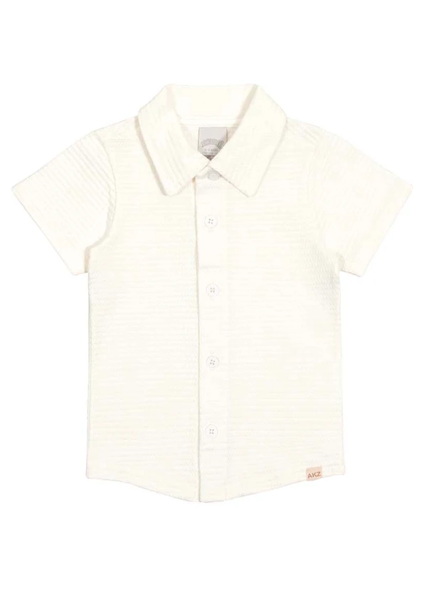 Alakazoo - Camisa Menino Manga Curta Malha TexturaOff White 3