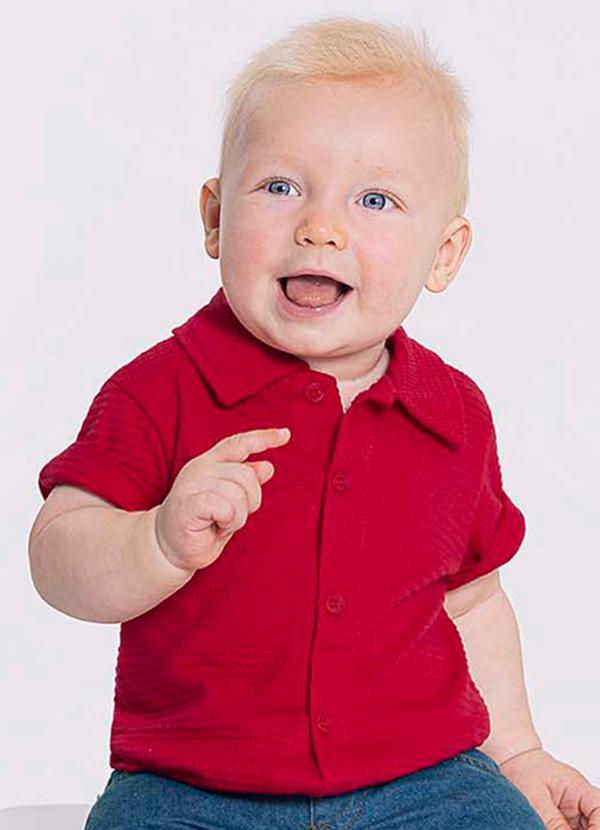 Alakazoo - Camisa Menino Manga Curta Malha TexturaVermelho