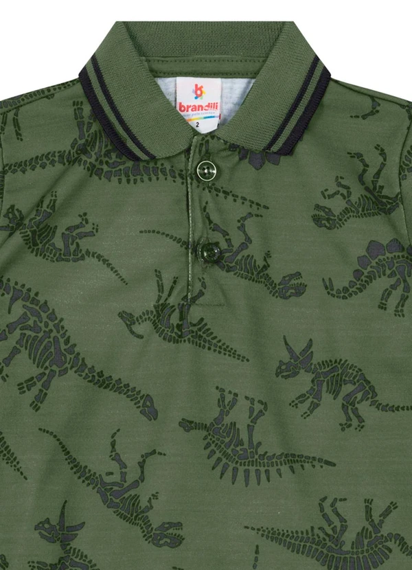 Brandili - Camisa Polo Estampada Infantil Menino Verde 2