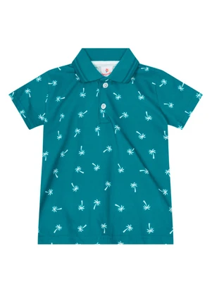 Brandili - Camisa Polo Estampada Infantil Menino Verde - BRANDILI