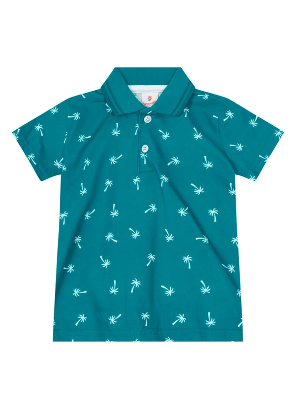 Brandili - Camisa Polo Estampada Infantil Menino Verde