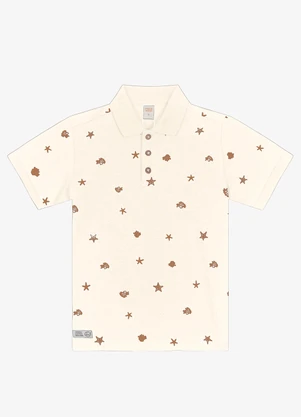 Trick Nick - Camisa Polo Infantil Estampada Bege - TRICK NICK