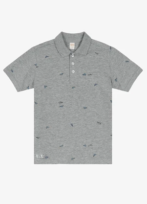 Trick Nick - Camisa Polo Infantil Masculina Cotton Cinza - TRICK NICK