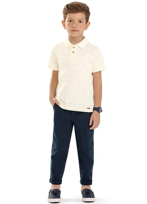 Colorittá - Camisa Polo Infantil Menino Listras Bege - COLORITTÁ
