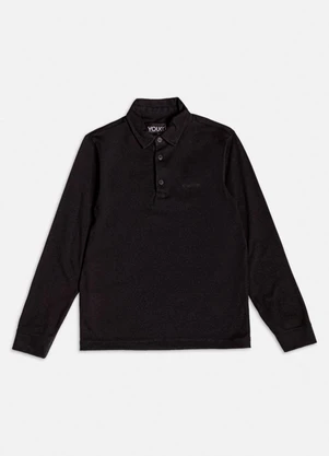 Youccie - Camisa Polo Manga Longa Básica Preto - YOUCCIE