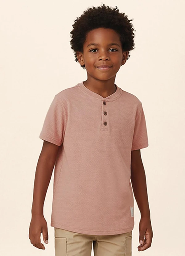 Malwee Kids - Camisa Polo Regular Linho Marrom Claro