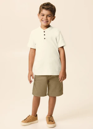 Malwee Kids - Camisa Polo Regular Linho Off White - MALWEE KIDS