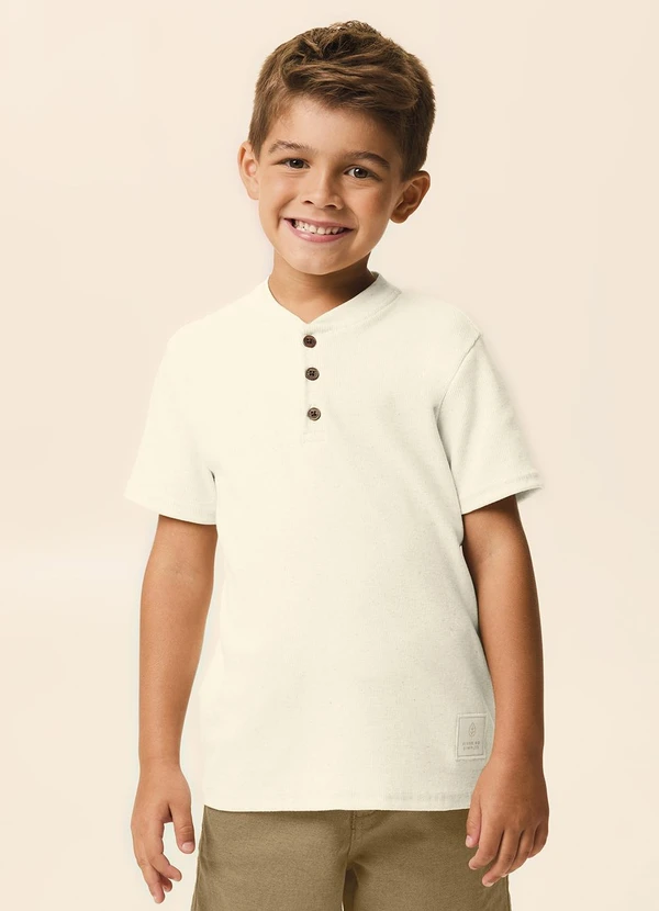 Malwee Kids - Camisa Polo Regular Linho Off White