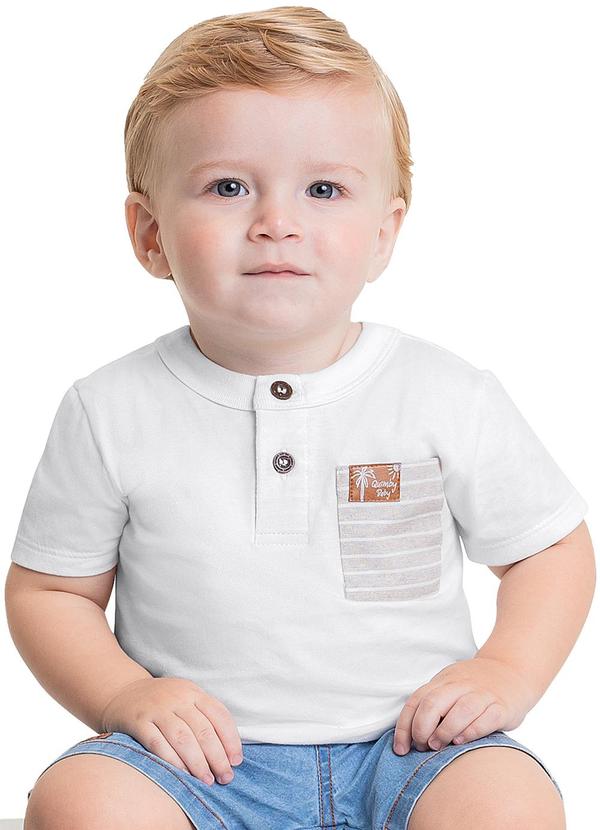 Quimby - Camisa Portuguesa para Bebê Menino Branco