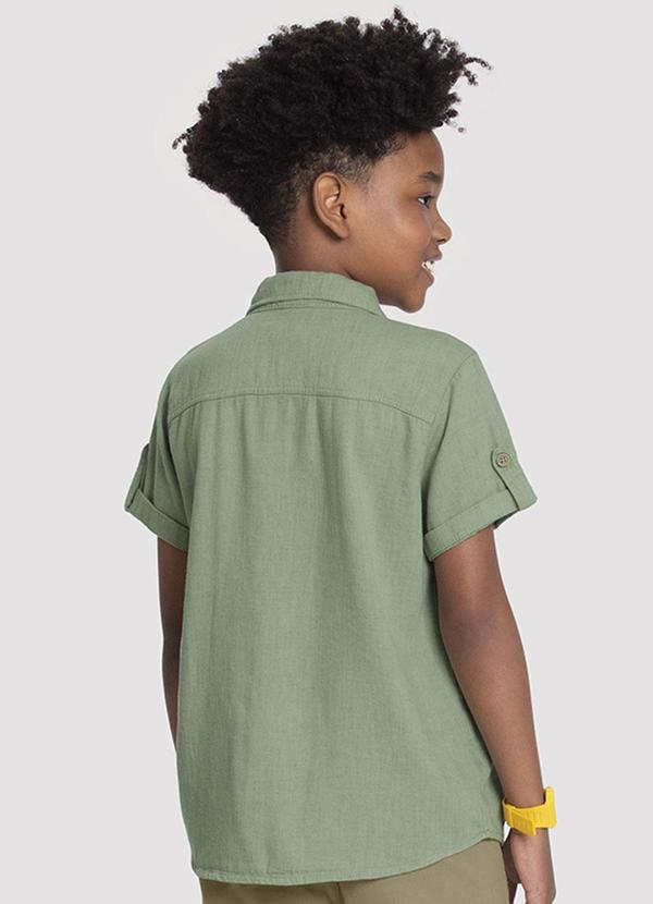 Alakazoo - Camisa Sarja Infantil Menino com Manga Curta Verde 2