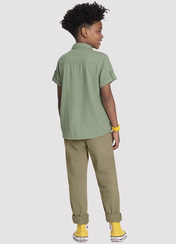 Alakazoo - Camisa Sarja Infantil Menino com Manga Curta Verde 4