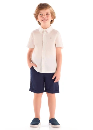 Quimby - Camisa Social Infantil em Tricoline Branco - QUIMBY
