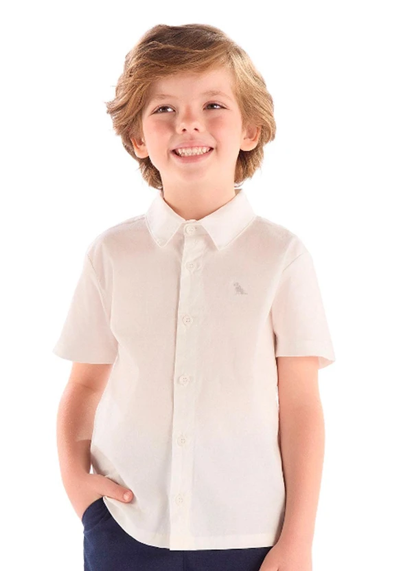 Quimby - Camisa Social Infantil em Tricoline Branco