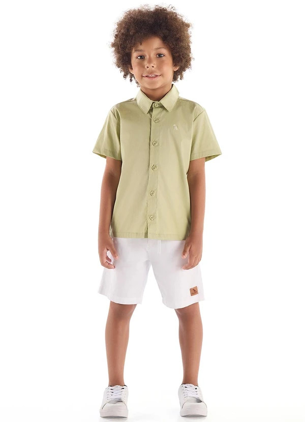 Quimby - Camisa Social Infantil em Tricoline Verde 2