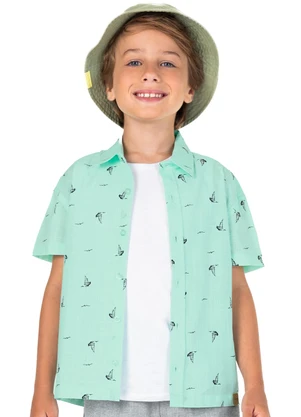 Malwee Kids - Camisa Verde Água Tradicional Veleiros - MALWEE KIDS