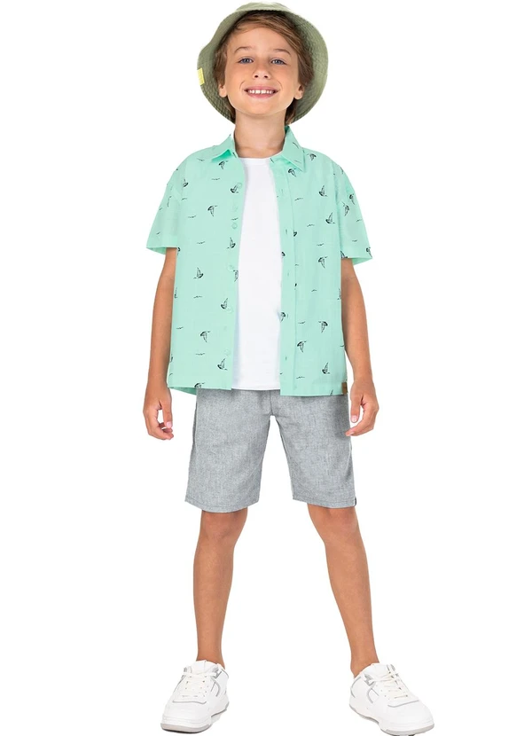 Malwee Kids - Camisa Verde Água Tradicional Veleiros 2