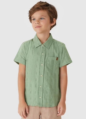 Carinhoso - Camisa Xadrez em Algodão Menino Verde Menta - CARINHOSO