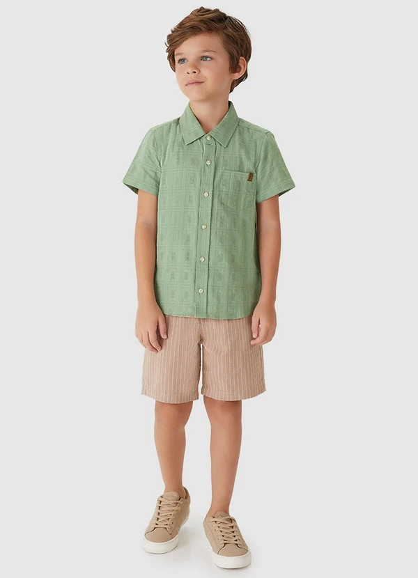 Carinhoso - Camisa Xadrez em Algodão Menino Verde Menta 2