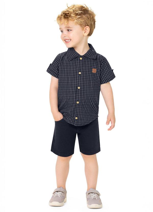 Alenice - Camisa Xadrez Manga Curta Menino Azul 2